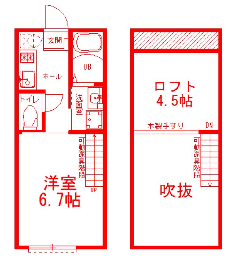 クレスタ鴨居(1K/2階)の間取り写真