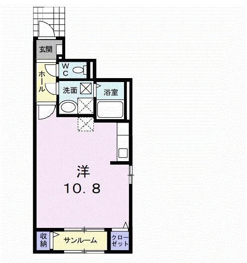 メープル(ワンルーム/1階)の間取り写真