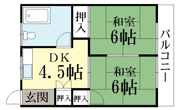 水度マンション(2DK/3階)の間取り写真