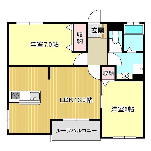 レアールコモド(2LDK/1階)の間取り写真