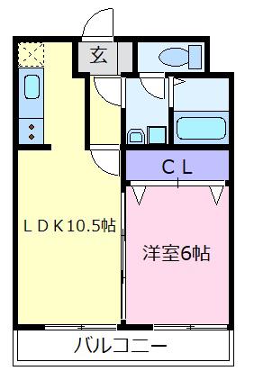 石田ハイツ2号館(1LDK/2階)の間取り写真