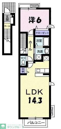 ベルフォーレM(1LDK/2階)の間取り写真