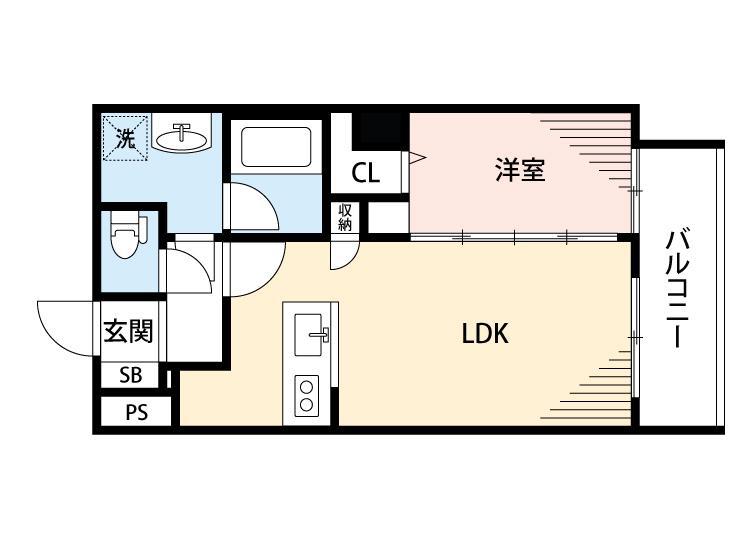 AURA吹田元町(1LDK/4階)の間取り写真