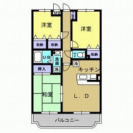 サンツ・ヤマモトA棟(3LDK/1階)の間取り写真