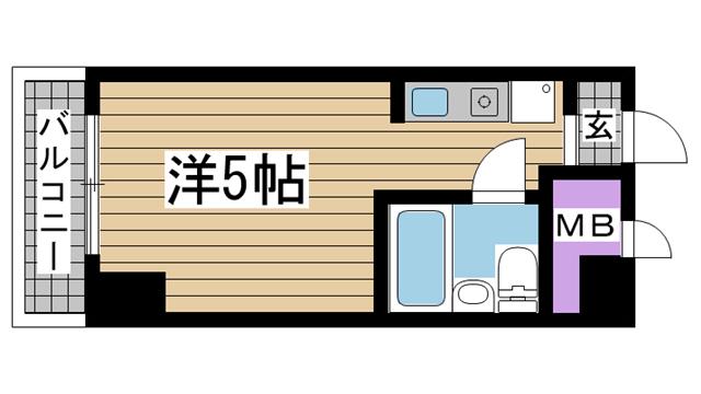 ライオンズマンション三宮(ワンルーム/8階)の間取り写真