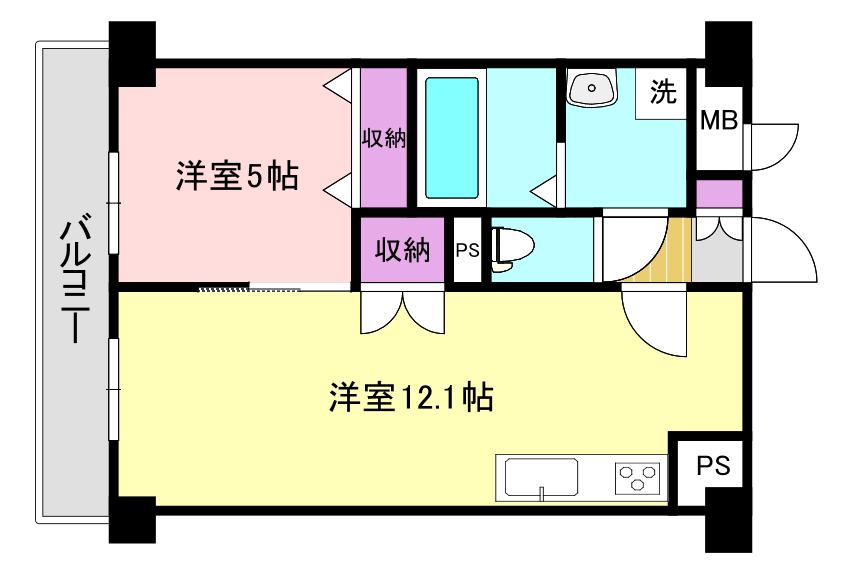 ASプレミアム関屋金衛町(1LDK/2階)の間取り写真