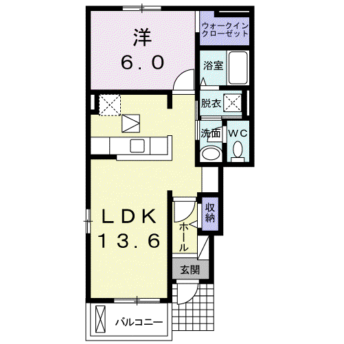 メゾン ドウ フルール (1LDK/1階)の間取り写真