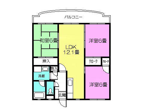 セレーナところさこI(3LDK/3階)の間取り写真