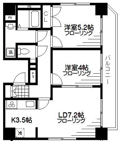 ウーノグランデ中野(2LDK/6階)の間取り写真