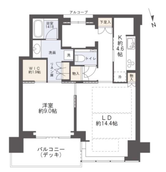 グラングリーン大阪 THE ノース RESIDENCE(1SLDK/27階)の間取り写真