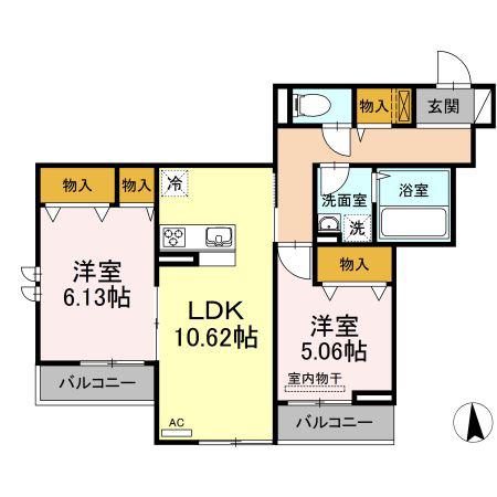 AMAPOLA ANNEX(2LDK/2階)の間取り写真