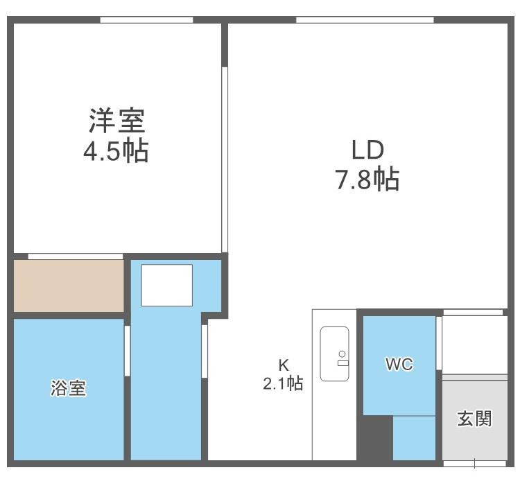 CONTATTO黄金北(1LDK/3階)の間取り写真