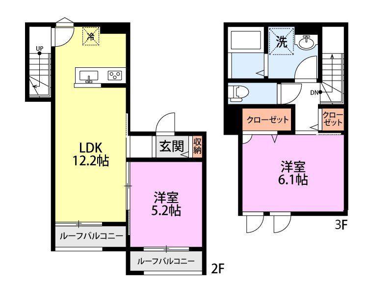 戸田市新曽計画(2LDK/2階)の間取り写真