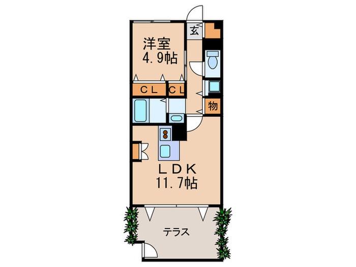 PATIO(1LDK/1階)の間取り写真