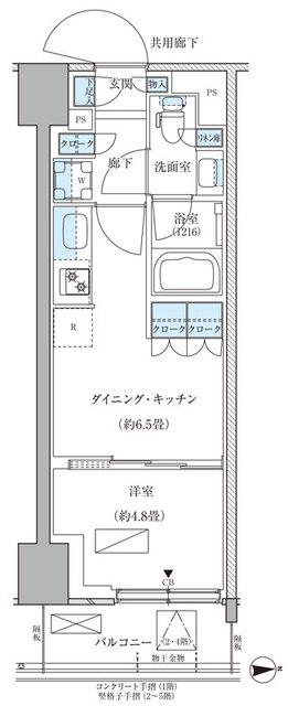 パークアクシス品川天王洲アイル(1DK/4階)の間取り写真