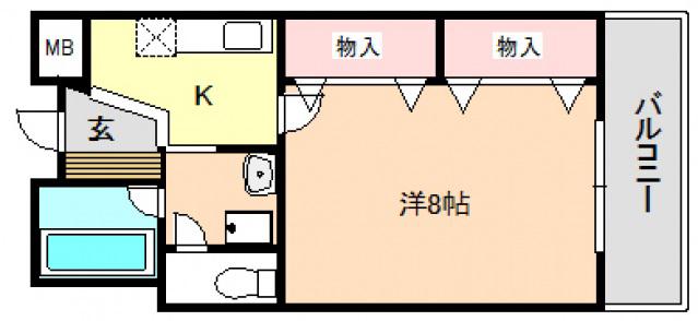 ジェンティールTATEISHI II(1K/2階)の間取り写真