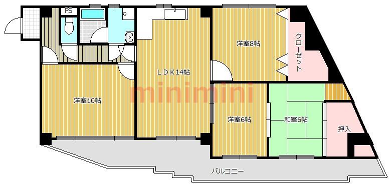 シルバーマンションII(4LDK/5階)の間取り写真