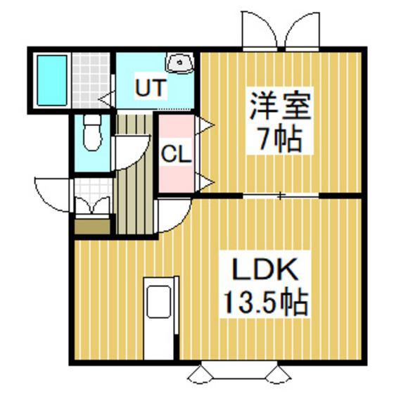 レインボーハウスイースト BLUE(1LDK/1階)の間取り写真