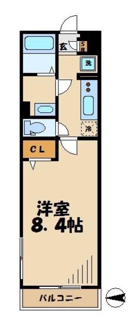 リブリ稲田堤(1K/2階)の間取り写真