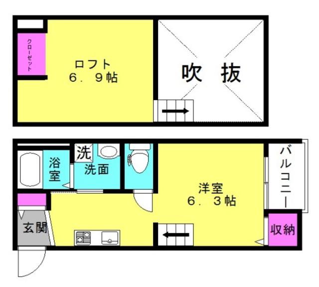 サンラポール西二見(1SK/1階)の間取り写真