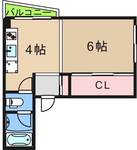 GRAND CORP CATTLEYA (1K/5階)の間取り写真
