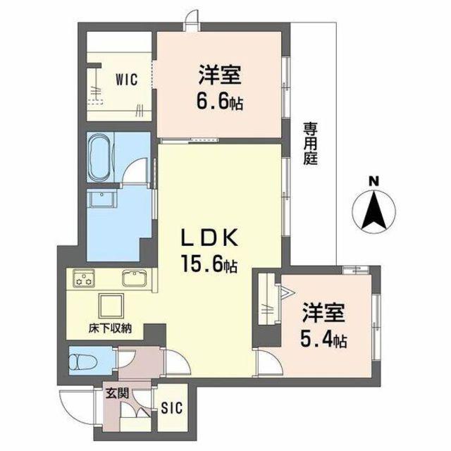 メゾンエディアン新金岡(2LDK/1階)の間取り写真