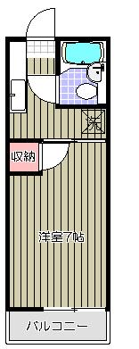 フラットグリーン(1K/3階)の間取り写真