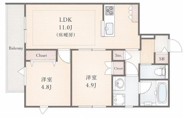 アビテ明大前(2LDK/2階)の間取り写真