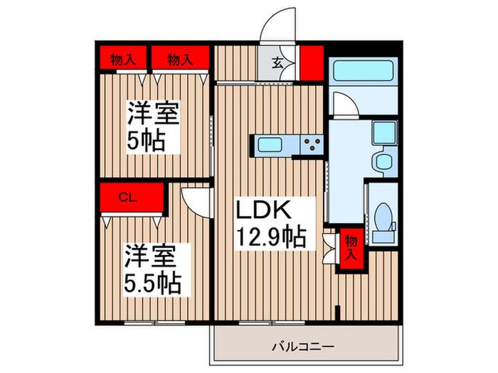CARINO NOCE(2LDK/3階)の間取り写真