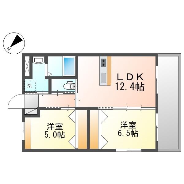 ルミナスパレス上田原(2LDK/2階)の間取り写真