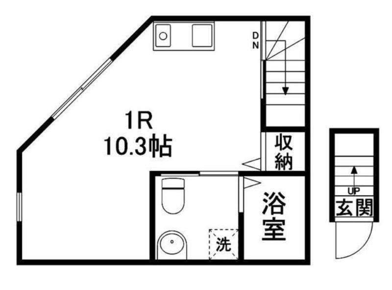 プランタン小田原(ワンルーム/2階)の間取り写真
