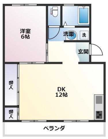 藤本ハイツ(1LDK/3階)の間取り写真