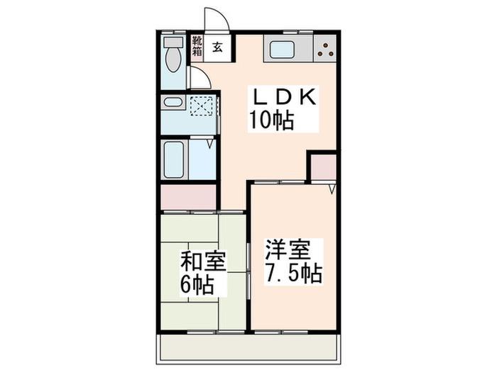 第5大雅ハイツ(2LDK/2階)の間取り写真