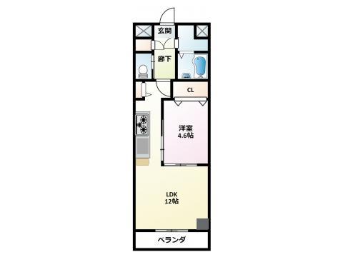 FONTANA FUKI(1LDK/5階)の間取り写真