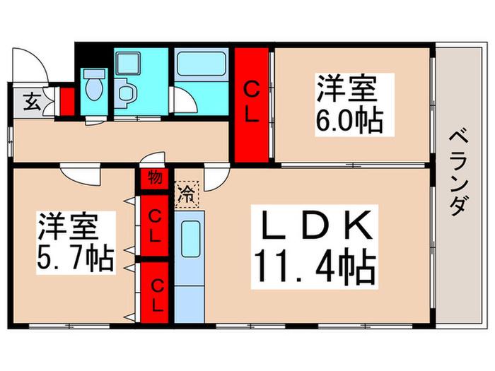 LEO弐拾番館(2LDK/2階)の間取り写真