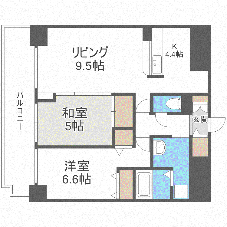 シビックコート苗穂駅前(2LDK/5階)の間取り写真