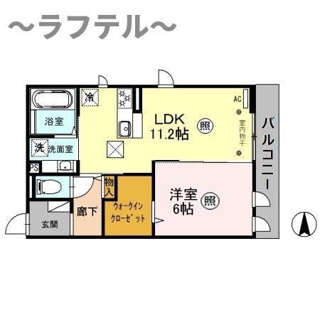 ムサオゴAS(1LDK/1階)の間取り写真