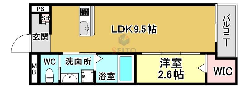 リアコート服部天神(1LDK/2階)の間取り写真