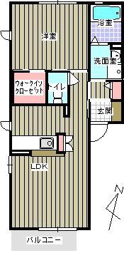 クラヴィエ田園(1LDK/1階)の間取り写真