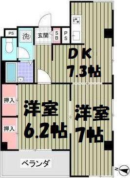 ガーデンフィール豊町(2DK/4階)の間取り写真