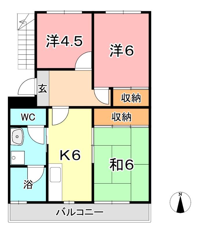 国富コーポ(3DK/3階)の間取り写真