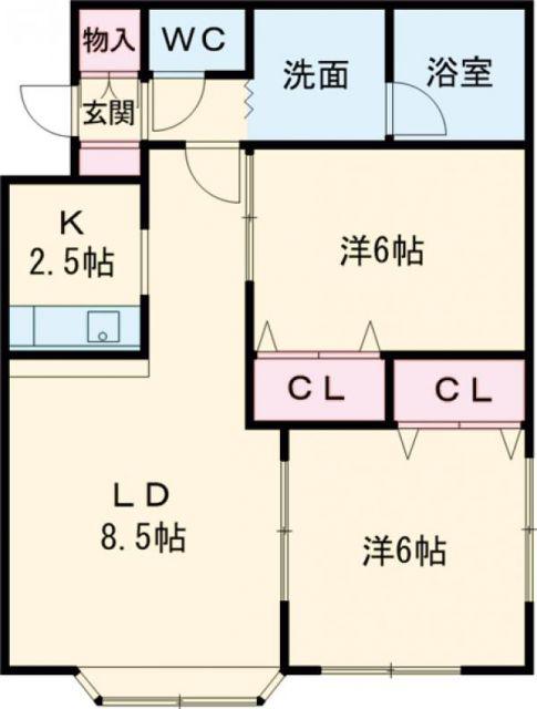 ノースアコード(2LDK/1階)の間取り写真