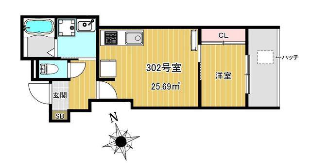 CHARME MAISON香椎(1LDK/3階)の間取り写真