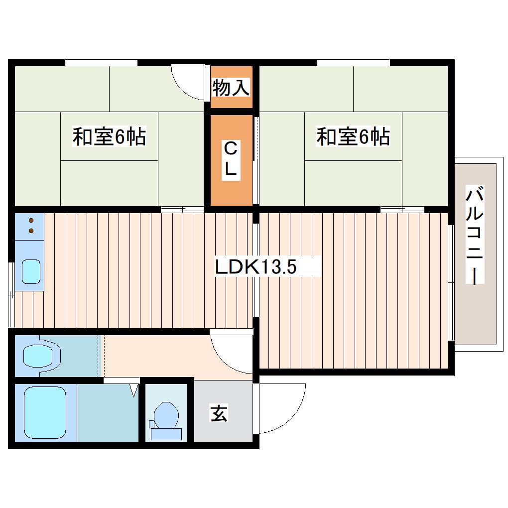 フレグランス香澄町(2LDK/1階)の間取り写真