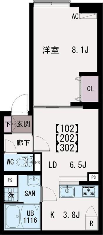 IXO羽沢(1LDK/3階)の間取り写真