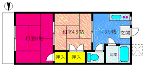 パークサイド茜(2K/2階)の間取り写真
