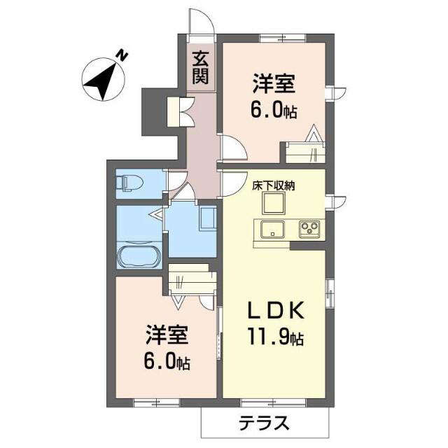 エストテラス(2LDK/1階)の間取り写真