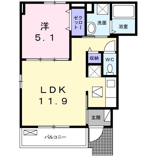 シオンジェルメ(1LDK/1階)の間取り写真