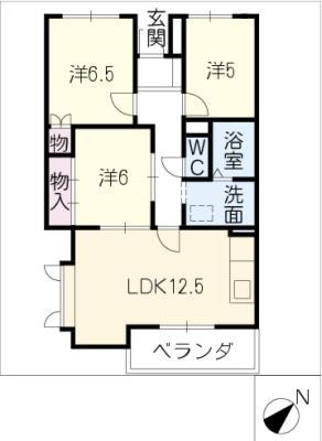 レジデンスKOBAYASHI(3LDK/3階)の間取り写真