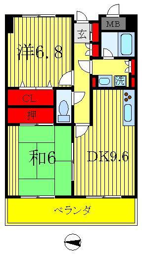 インシュランスビルディングXIX(2DK/9階)の間取り写真